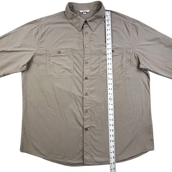 Clothing Arts Shirt Men XXL Tan P Cubed Pick Pocket Proof Button Up Travel Nylon - Picture 11 of 12
